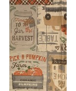 Beige Pumpkin Farm to Table Fall Patchwork Vinyl Tablecloth 60 Round - $19.79