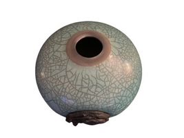 Matthew Lovein Wish Keeper Ceramic Sculpture Jade Crackle Teal Pottery 11x9" image 4