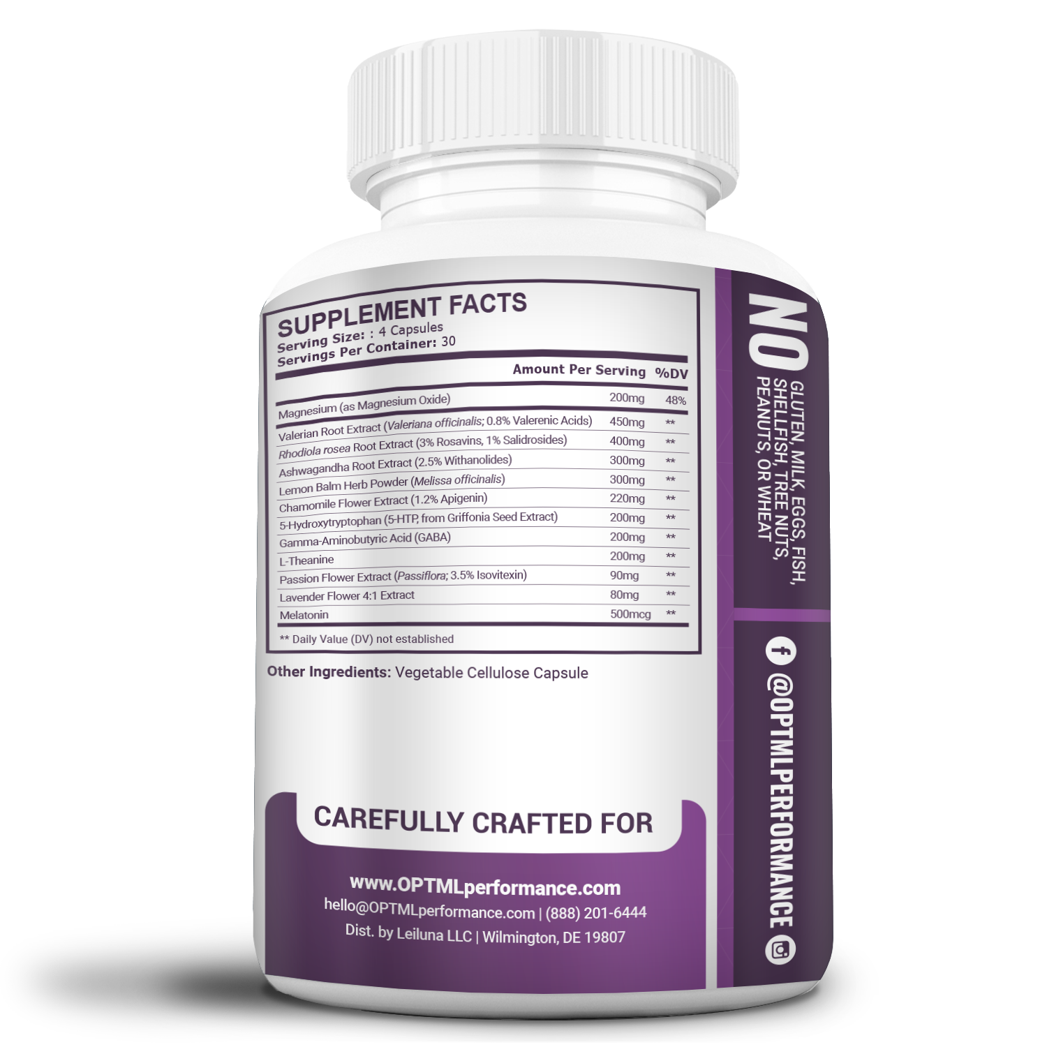 OPTML Stress Relief Dietary Supplement 120 Capsules Anxiety Free Calm Natural Sleeping Pills