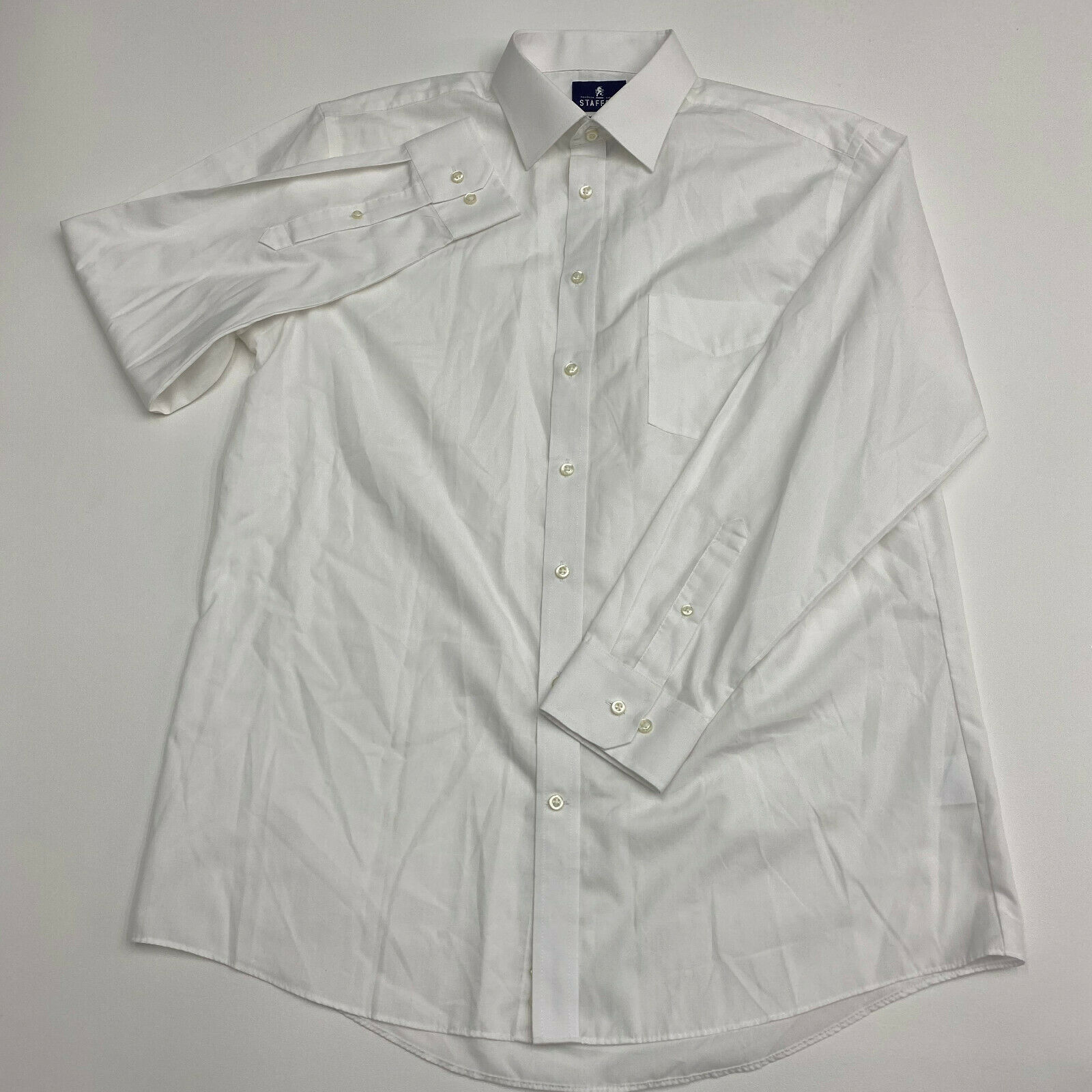 Stafford Dress Shirt Mens 16.5 34-35 Easy Care White Long Sleeve Casual ...