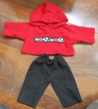 Red Doll Hooded Sweatshirt With Black Pants Bitty Baby Size - $12.86