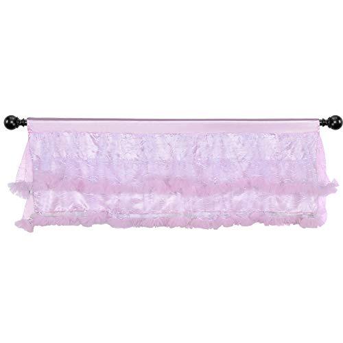 Light Pink Lace Curtain Valances Ruffle Layered Window Valance for