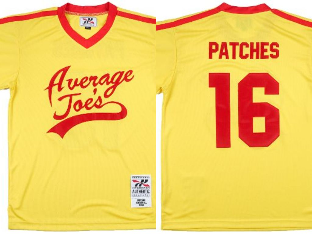 Dodgeball Average Joes Patches Jersey Headgear Yellow Vince Vaughn