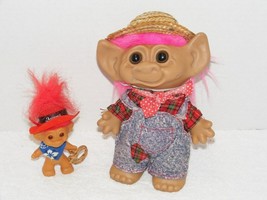 VINTAGE UNEEDA DOLLS DOUBLE HORSESHOE 8&quot; &amp; 3&quot; TROLL DOLLS Lot of 2 GUC - $44.99