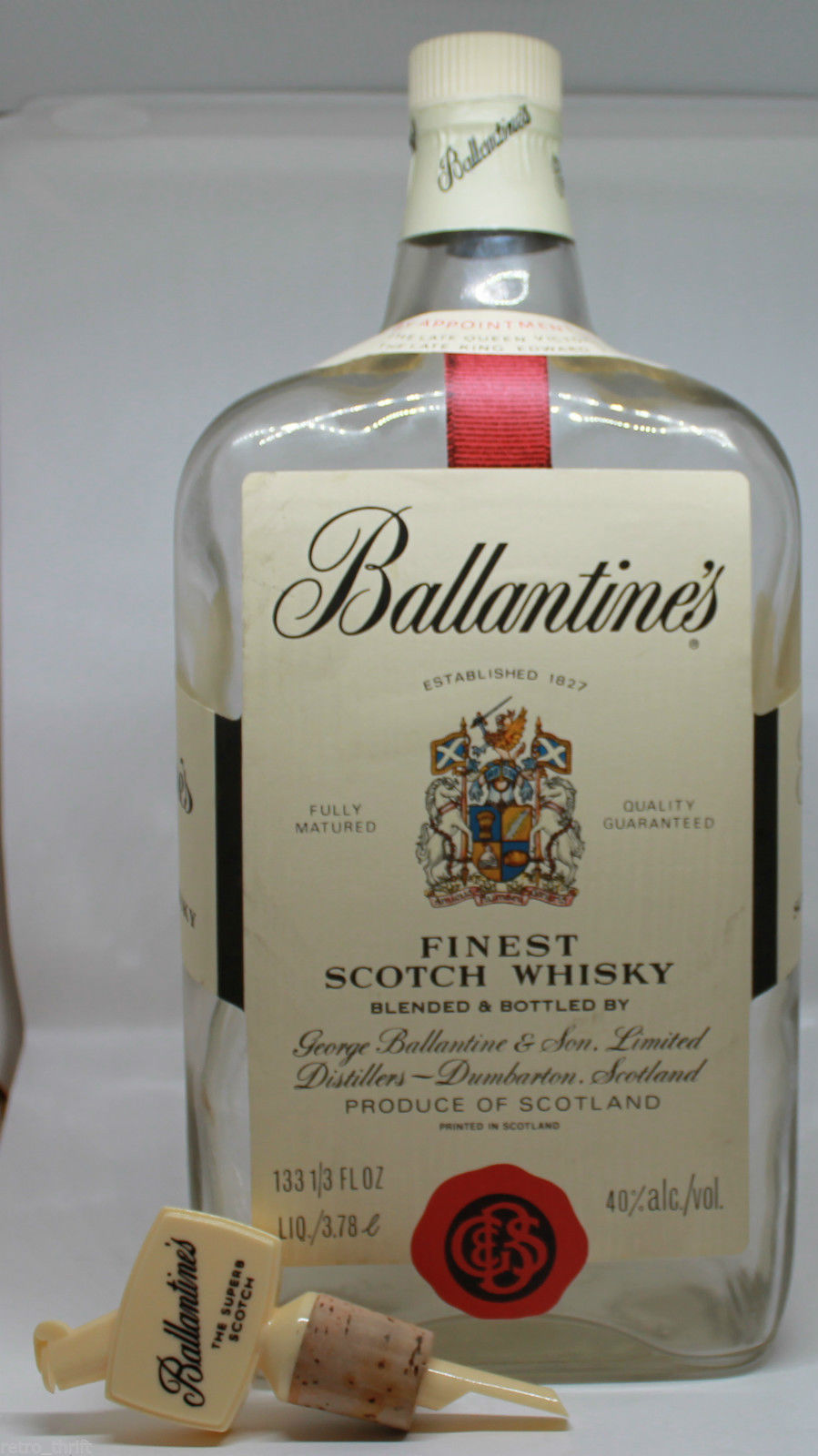 Ballantine's Scotch Whisky Empty 3.78 Litre Liter 14.5" Bottle and