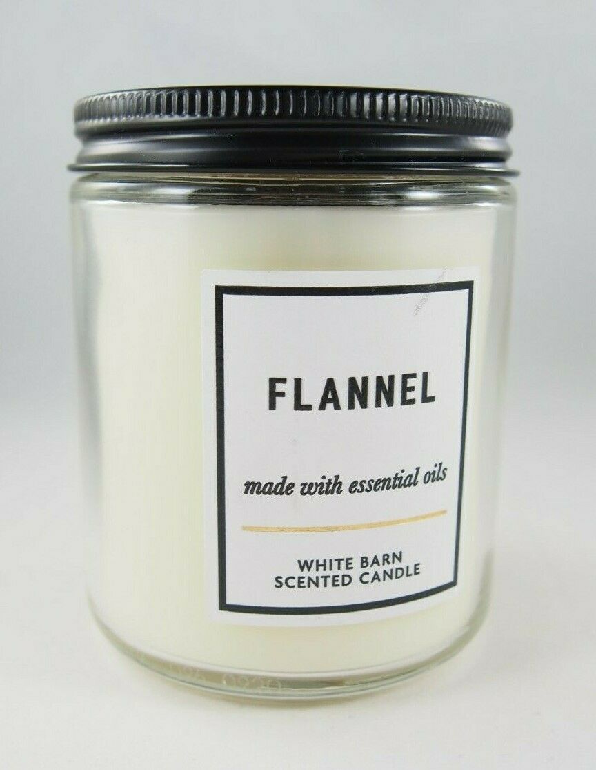 (1) Bath & Body Works Flannel White Single Wick Scented Candle Medium 7oz New