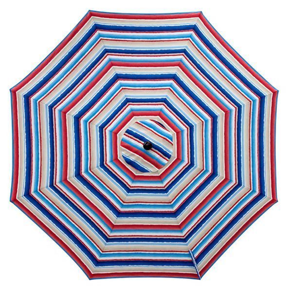 Red White Blue Stripe 9' Deluxe Patio Umbrella Crank Tilt White/Bronze ...