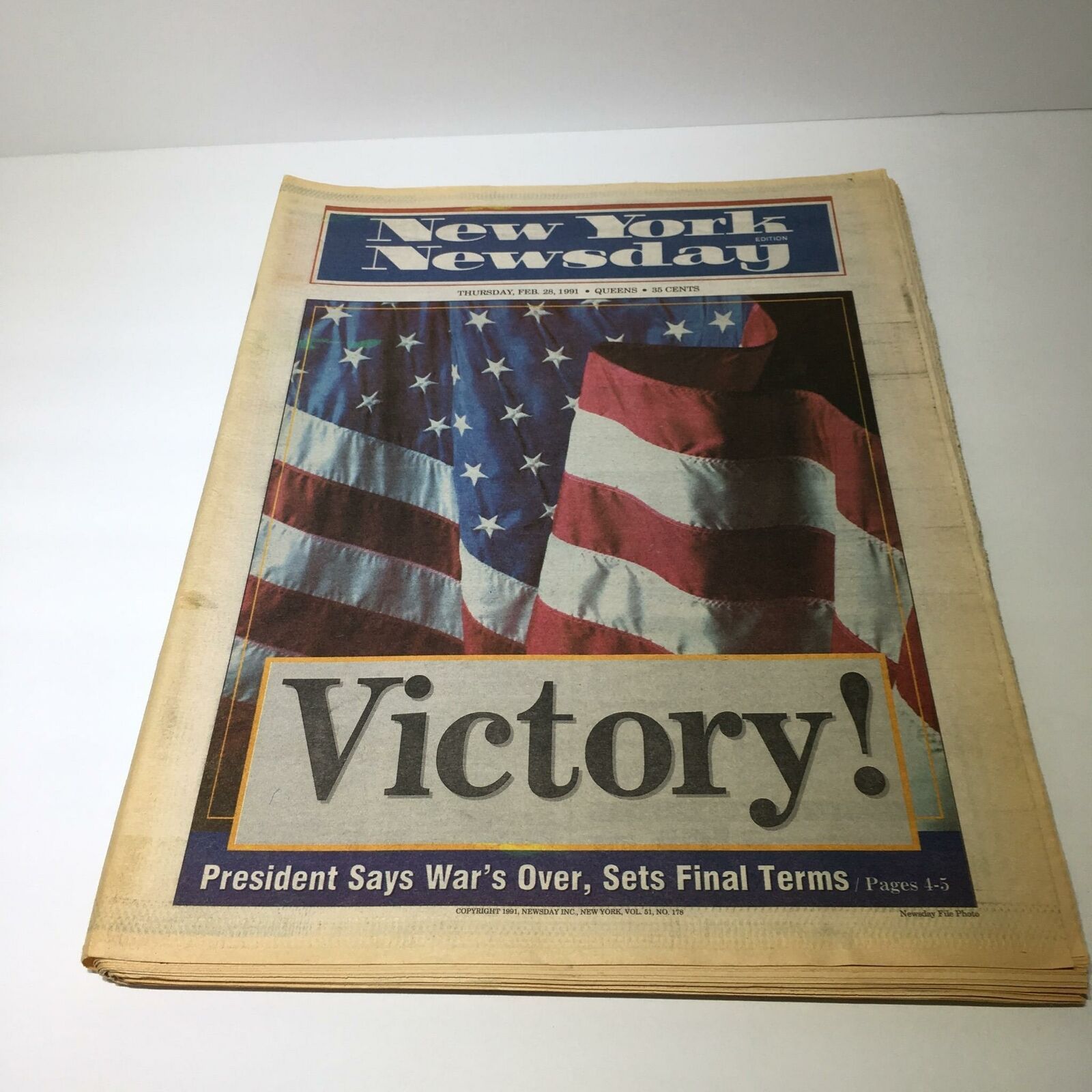 Primary image for Newsday: Feb 28 1991 Victory! President Says War's Over, Sets Final Terms