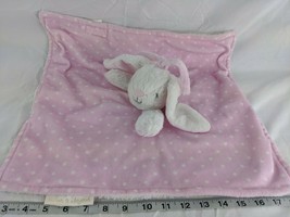 Blankets &amp; Beyond White Rabbit Lovey Pink Dots Security Blanket Stuffed ... - $10.95