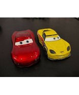 Lot of two Disney Pixar metal 4&quot; toy cars Lightning McQueen &amp; Jeff Corvette - $10.99