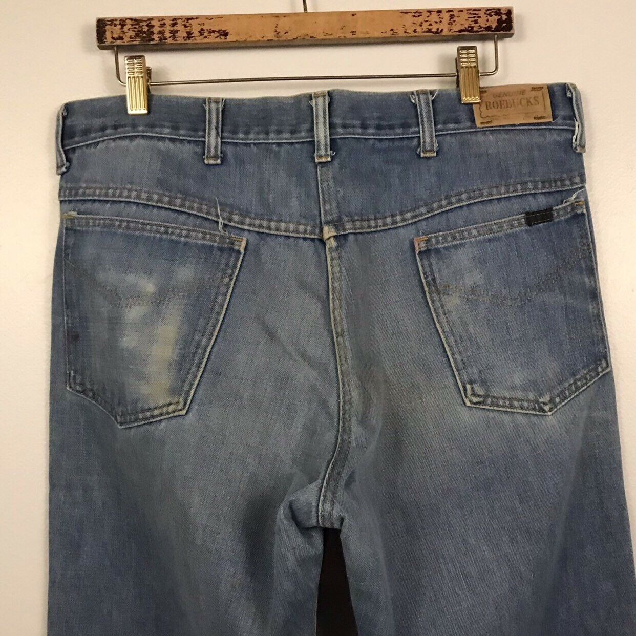1960s Blue Roebucks Rare Denim Jeans / 60s 70s Retro Distressed Pants ...