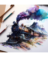 A watercolor painting of a train, A.I.Art for a kids room.#3 of 4  - $1.99