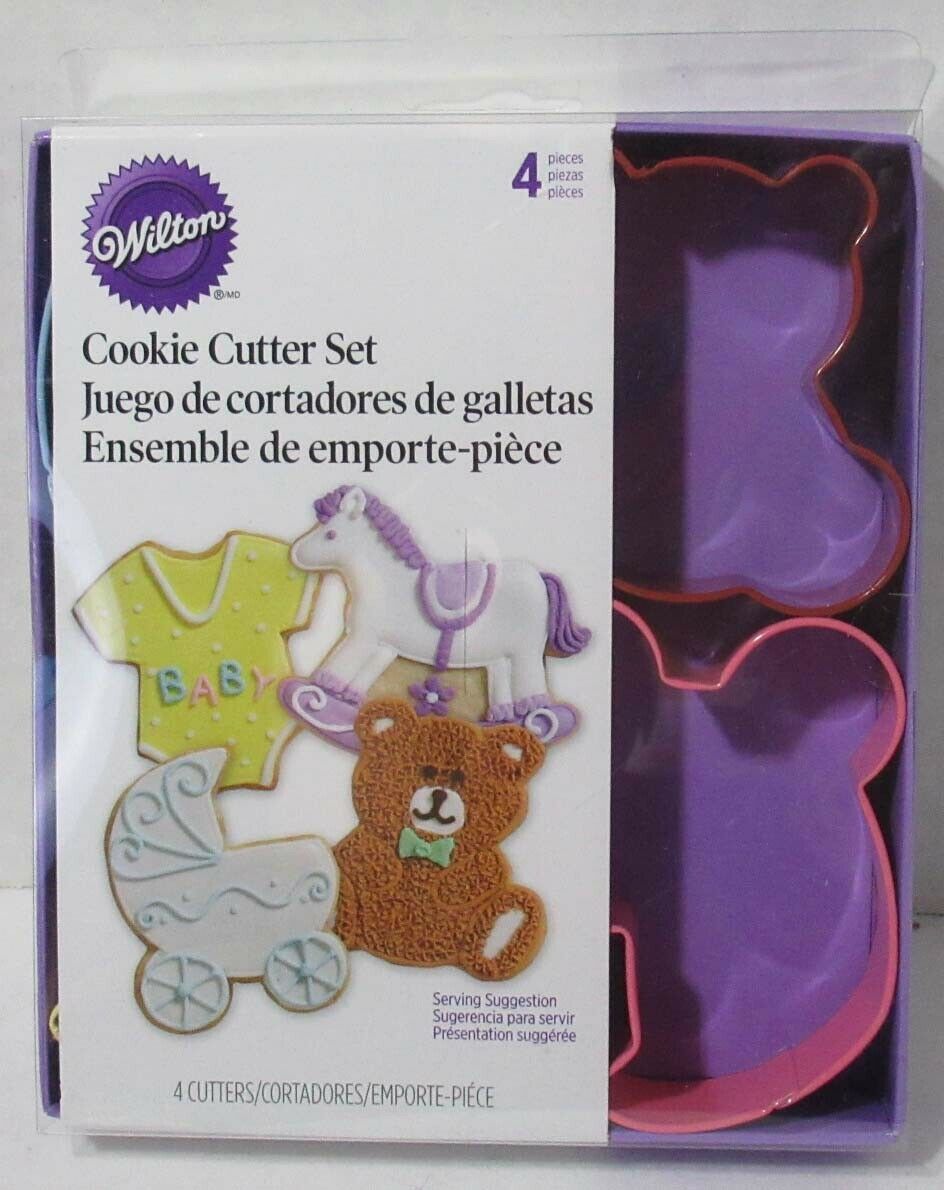 Primary image for Wilton Cookie Cutter Cutters Metal Set Lot of 4 BABY buggy bear rocking horse