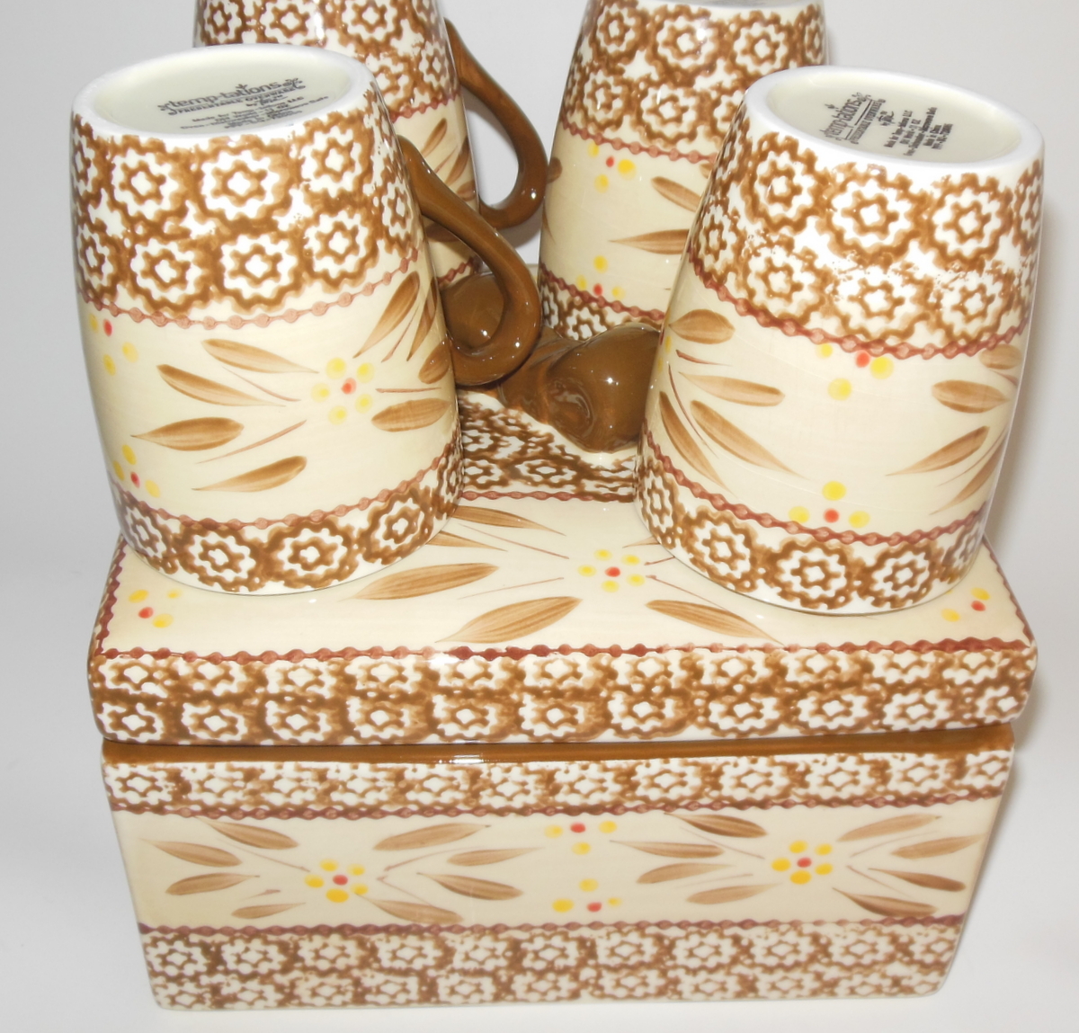 QVC Casserole Dish Lid Cups Temptations Old World Brown Square 3 Quart