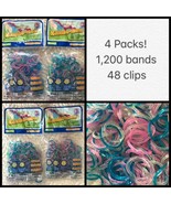 rubber band Loom Refill lot 1,200 Jelly Glitter Rainbow Pink Blue Clips ... - $7.56