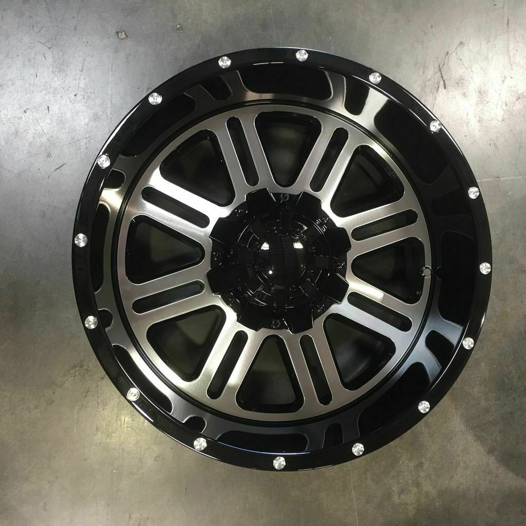 Used 20x10 D6 fit Ford F250 F350 8x170 -24 Black Machined Face Wheels ...