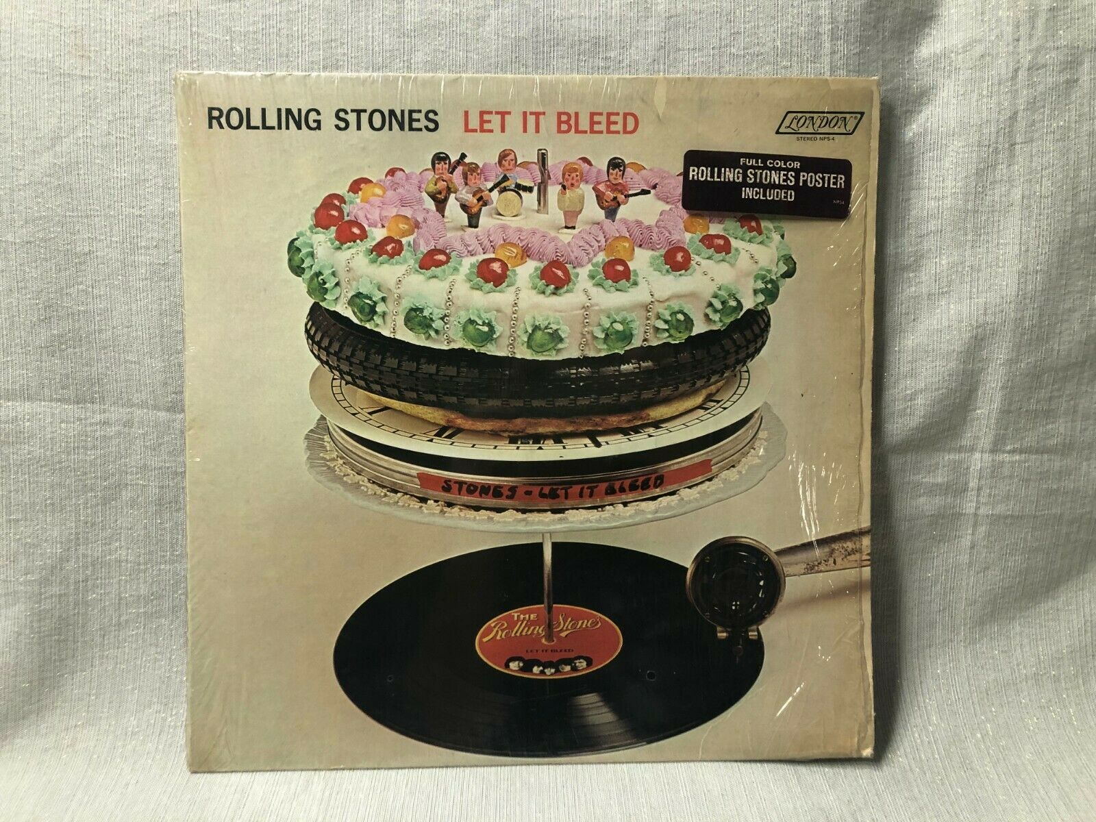 1969 Rolling Stones Let it Bleed LP London Records ‎NPS4 EX/VG+ shrink poster Records