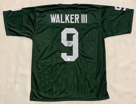 KENNETH WALKER III AUTOGRAPHED SIGNED COLLEGE STYLE GREEN JERSEY w/ BECKETT COA image 1