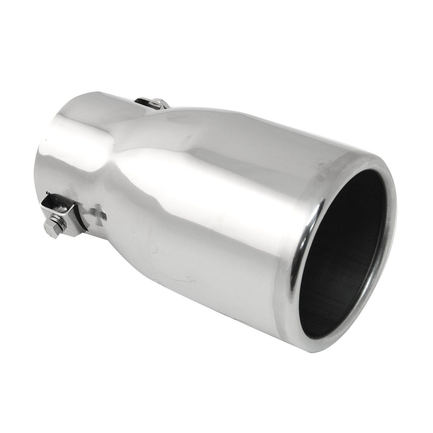 Chrome Tip Muffler, Pilot Stainless Steel 2.5 Inlet Muffler Tip Chrome