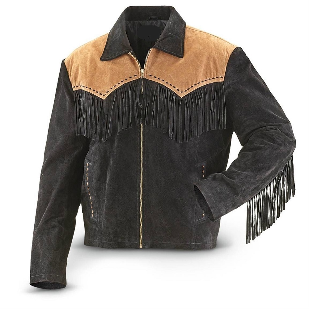 Men's Traditional Western Suede Leather cowboy Jacket coat with fringes ...
