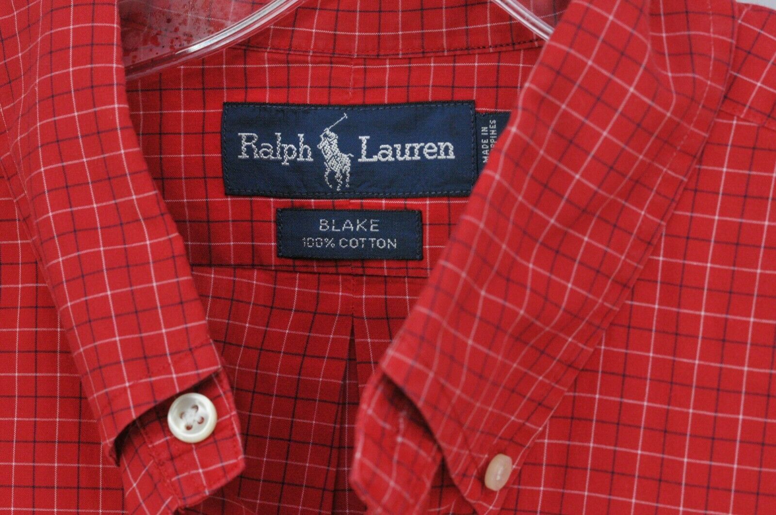 Ralph Lauren Blake Men's Red Navy & White Cotton Casual Shirt L Large - Casual Shirts