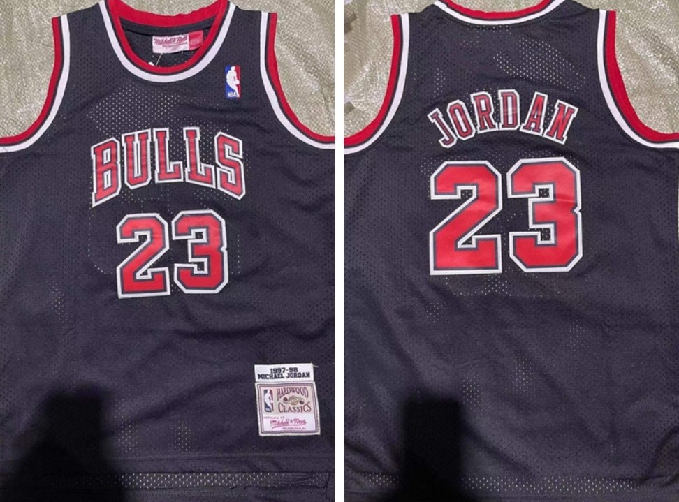 Youth/ Kids Chicago Bulls #23 Michael Jordan Basketball Jersey Black/ Red Retro