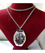 Vintage Brutalist Modernist Necklace Silver Amethyst Signed Moller P. De... - $54.00