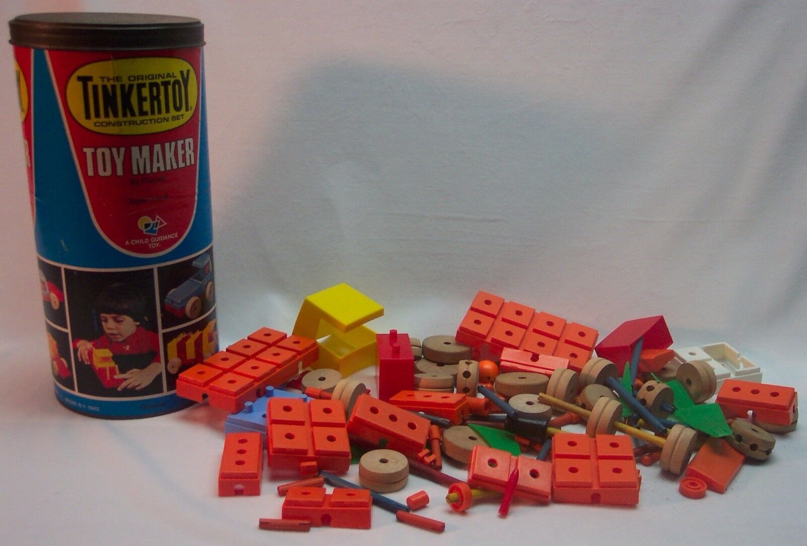 VINTAGE THE ORIGINAL TINKERTOY CONSTRUCTION BUILDING TOY SET W/ Can 115 ...