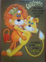 Vintage Hallmark Pop Up Moving Lion King Happy Anniversary Card 1960s - $5.99