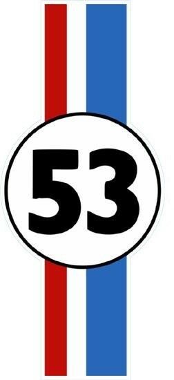 x2 20x8.5cm Shaped Vinyl Stickers beetle VW Herbie 53 retro bug beach ...