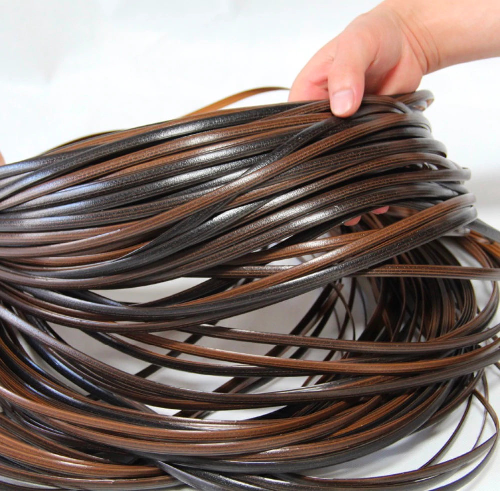 500G/70Meters Coffee Gradient Flat Synthetic Rattan Weaving Material