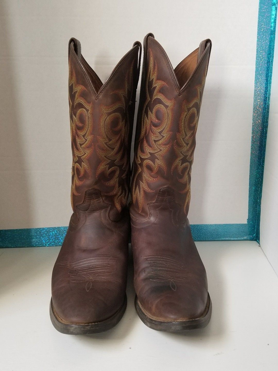 justin men's bay apache western boots brown