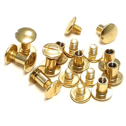 10 pack 3/8" Solid Brass Gold Chicago Screws Leather Repair Screw Post
