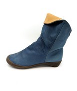 Softinos by FLY LONDON Soft Leather Slouchy Booties Dusty Blue Flip Size... - $53.16