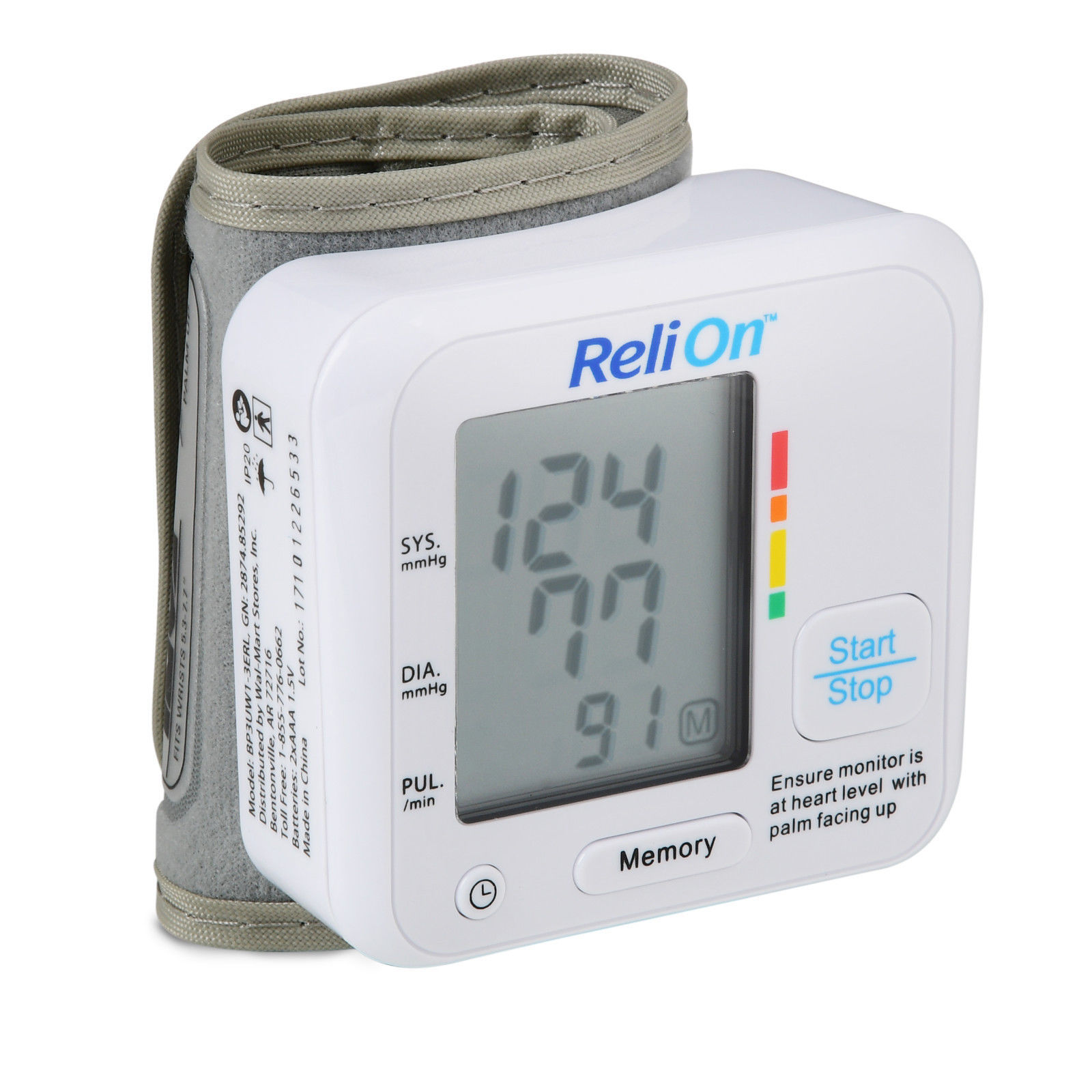 ReliOn BP200W Wrist Blood Pressure Monitor Auto Inflation Universal