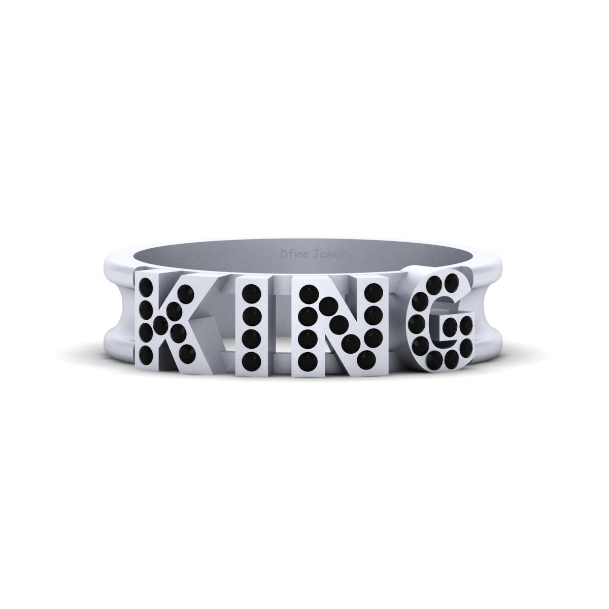 0.15tcw Black Natural Diamond King Ring King Band Solid 925 Silver Eternity Band