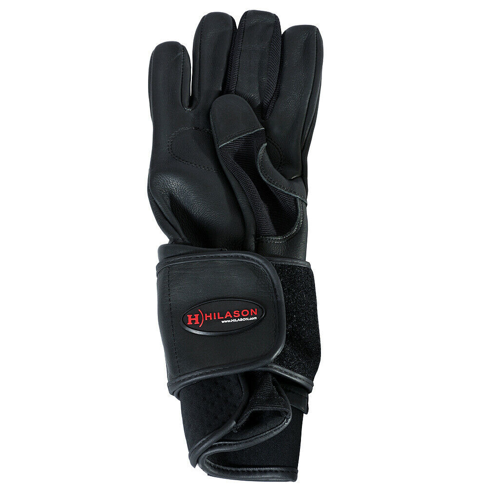Hilason Bull Riding Gloves Pro Rodeo Genuine Leather Black Right Hand U
