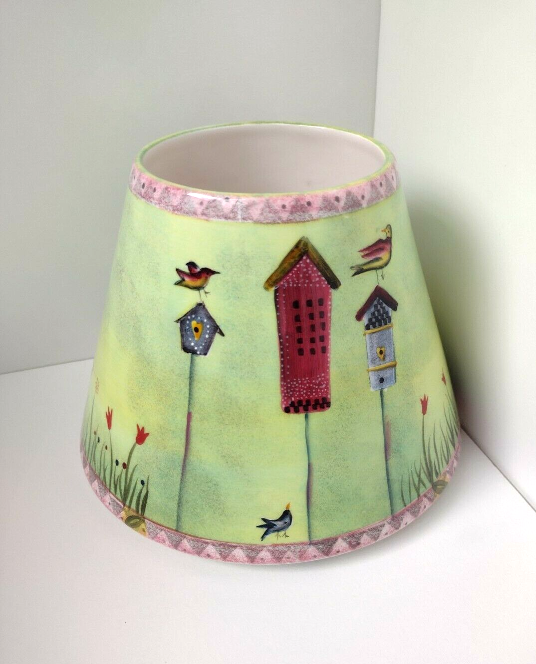 Primary image for Yankee Candle Large Shade, Birds Birdhouses Spring Flowers Tulips, Ellen Macleod