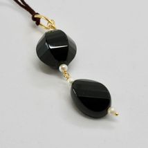 SOLID 18K YELLOW GOLD PENDANT WITH WHITE FW PEARL AND BLACK ONYX,  MADE IN ITALY image 5