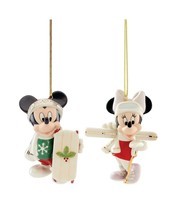 Lenox Disney 2020 Mickey &amp; Minnie Winter Sports Figurine Ornaments (2) M... - $90.00