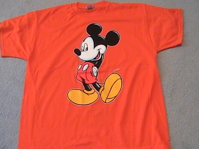 Mickey Mouse on a extra large (XL) Orange tee shirt - T-Shirts