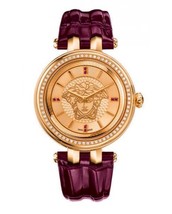 Versace Women's VQE060015 Khai Gold Ip Pink Leather Wristwatch - $2,586.31