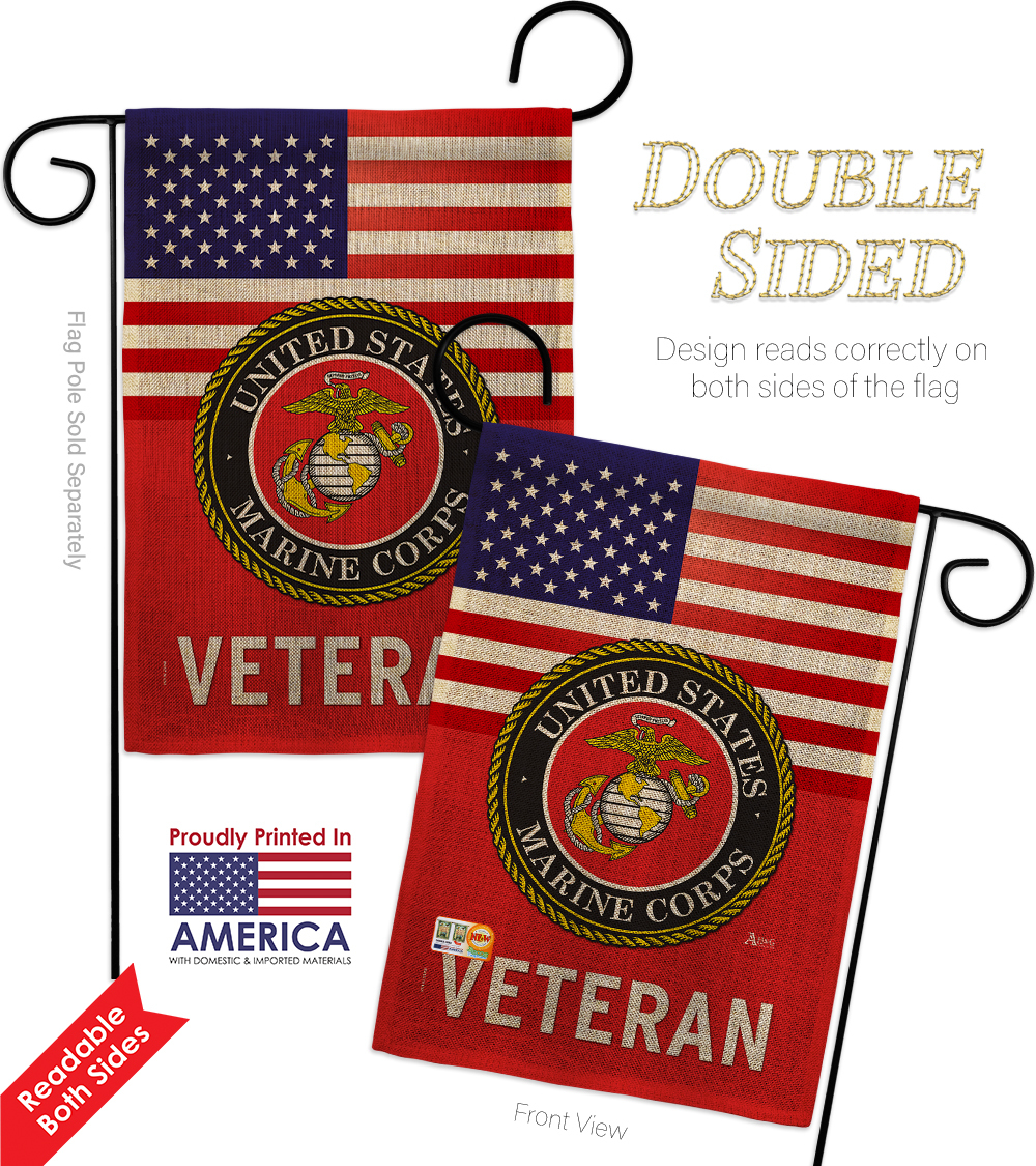 US Marine Corps Veteran Burlap - Impressions Decorative Garden Flag ...