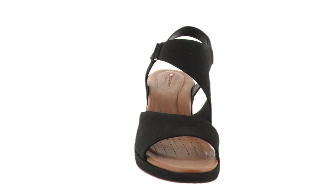 unstructured by clarks black open back leather sandals