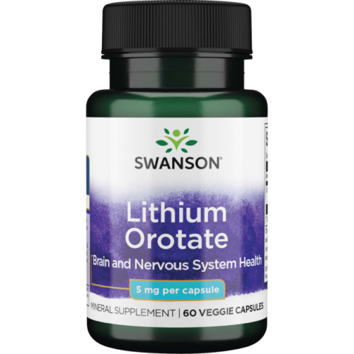 Swanson Lithium Orotate Vegetable Capsules, 5 mg, 60 Count Vitamins