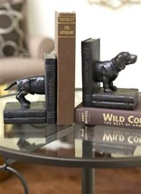 Dachshund Dog Bookend Set 5.1" High Deep Brown Color Poly Stone Library Books 