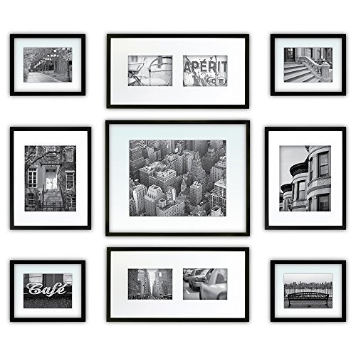 Gallery Perfect 9 Piece Black Photo Frame Gallery Wall Kit with ...