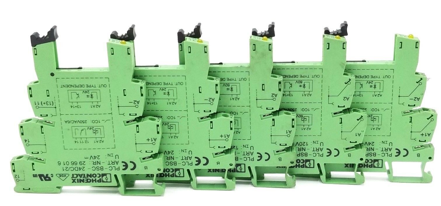LOT OF 5 PHOENIX CONTACT PLCBSC24DC/21 TERMINAL BLOCK RELAY MODULES