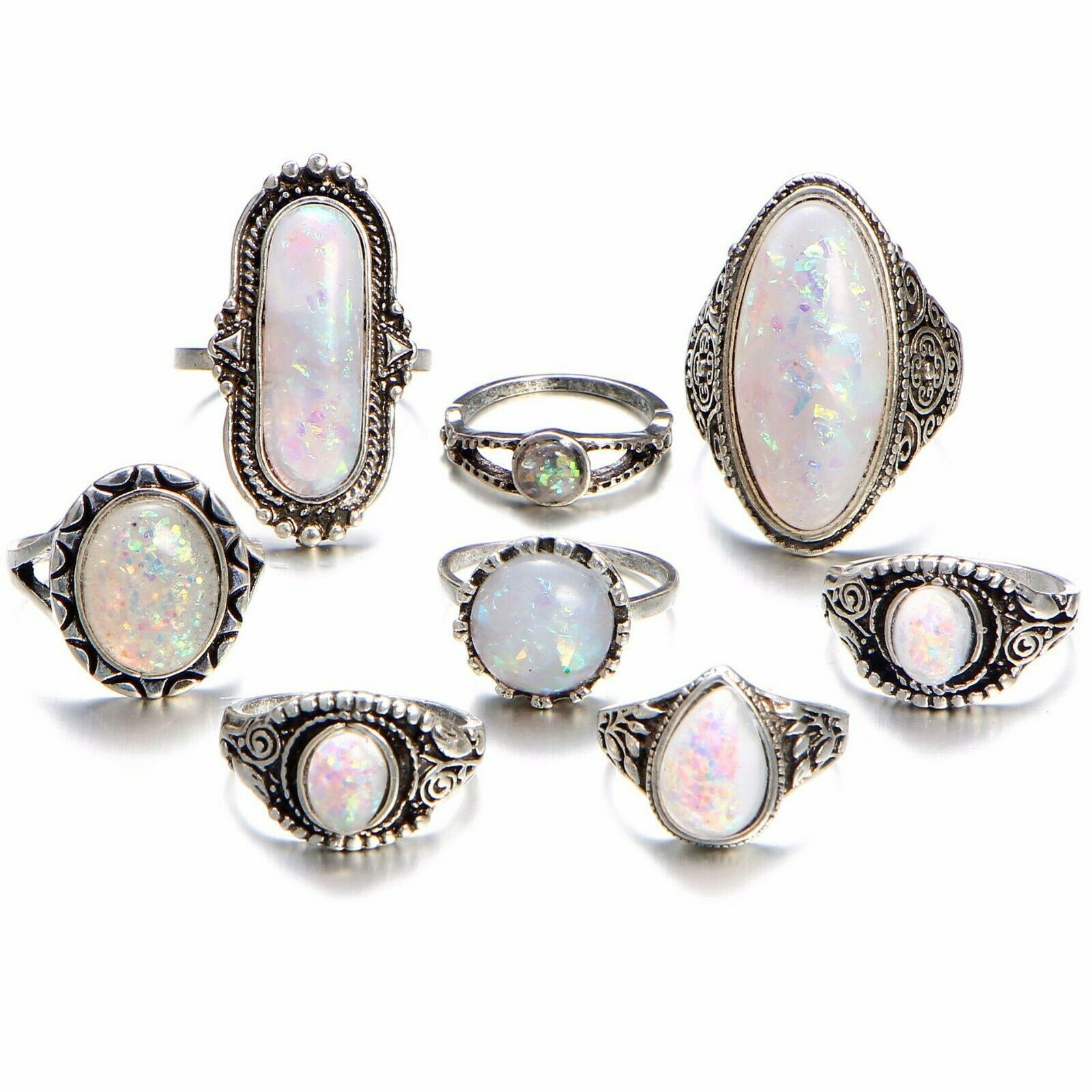 Oval Opal Prong Set Stainless Steel Ring (FL121)