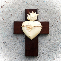 Wooden Wall Cross Sacred Heart of Jesus,Religious Catholic Christian Gif... - $41.94